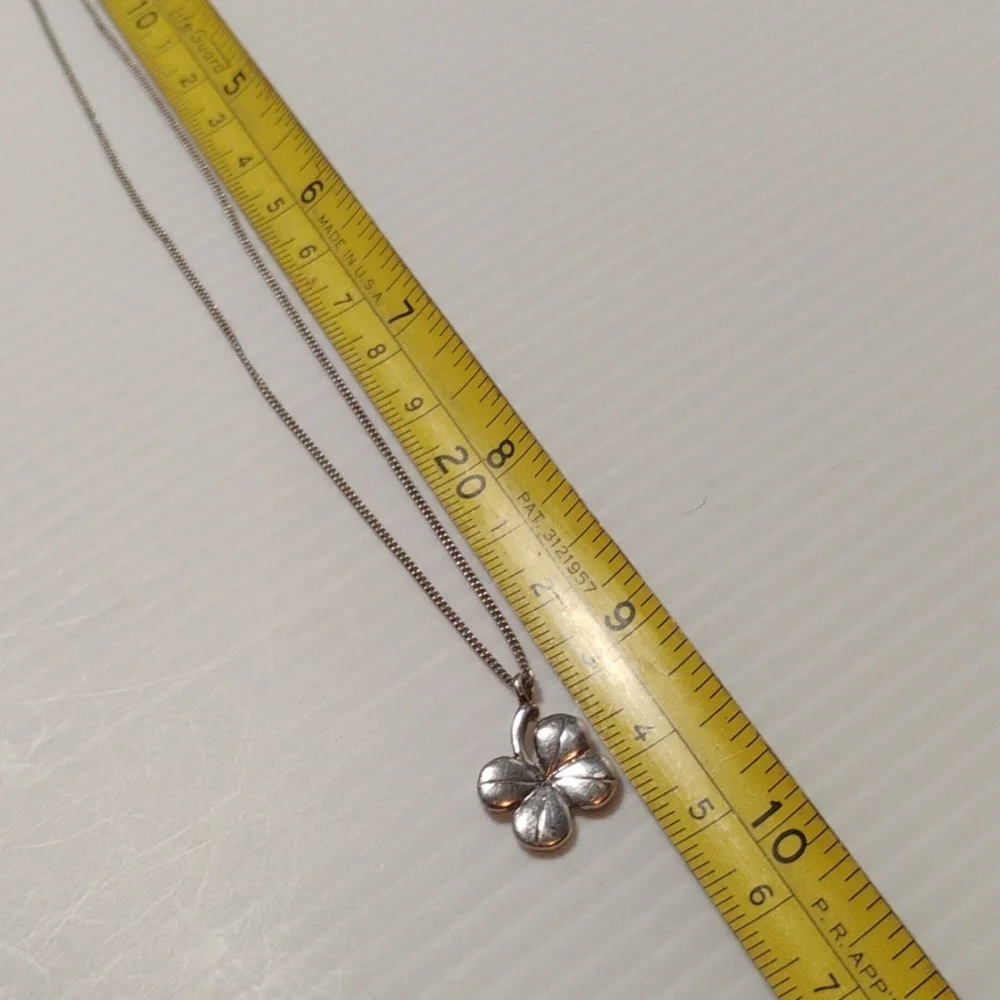 925 Sterling Silver Four Leaf Clover Pendant Necklace Approx 20" Total Length - Picture 5 of 7